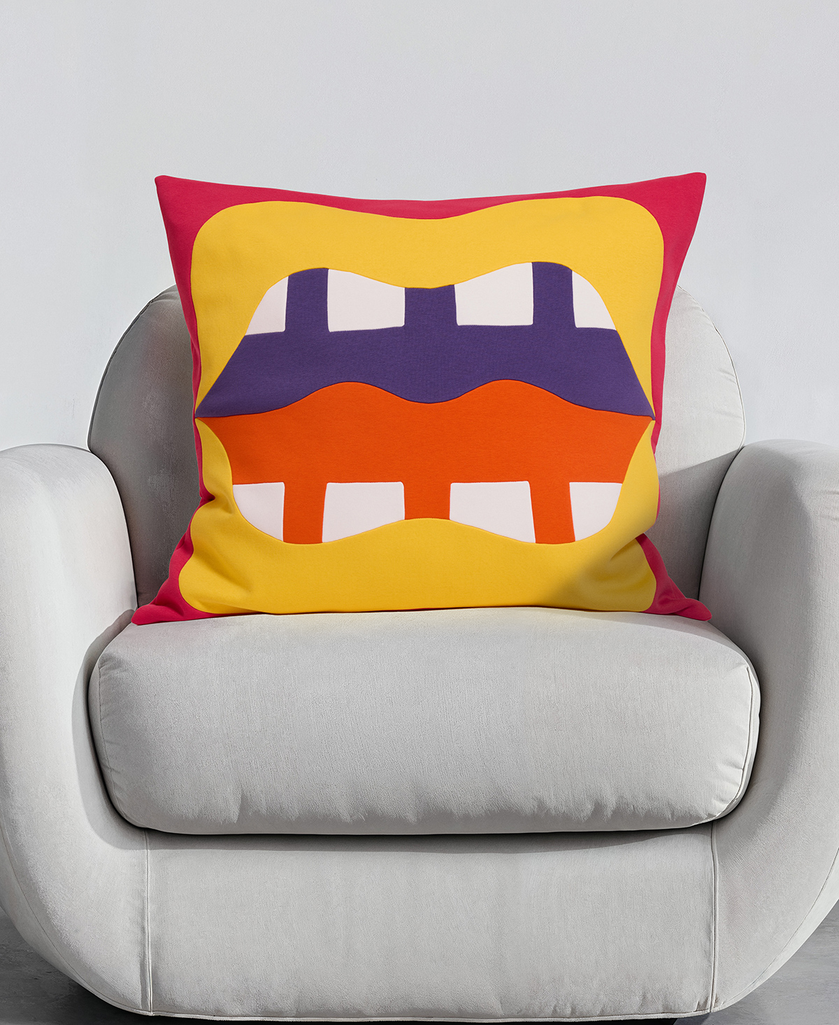 Yellow Lip Cushion Cover 65x65