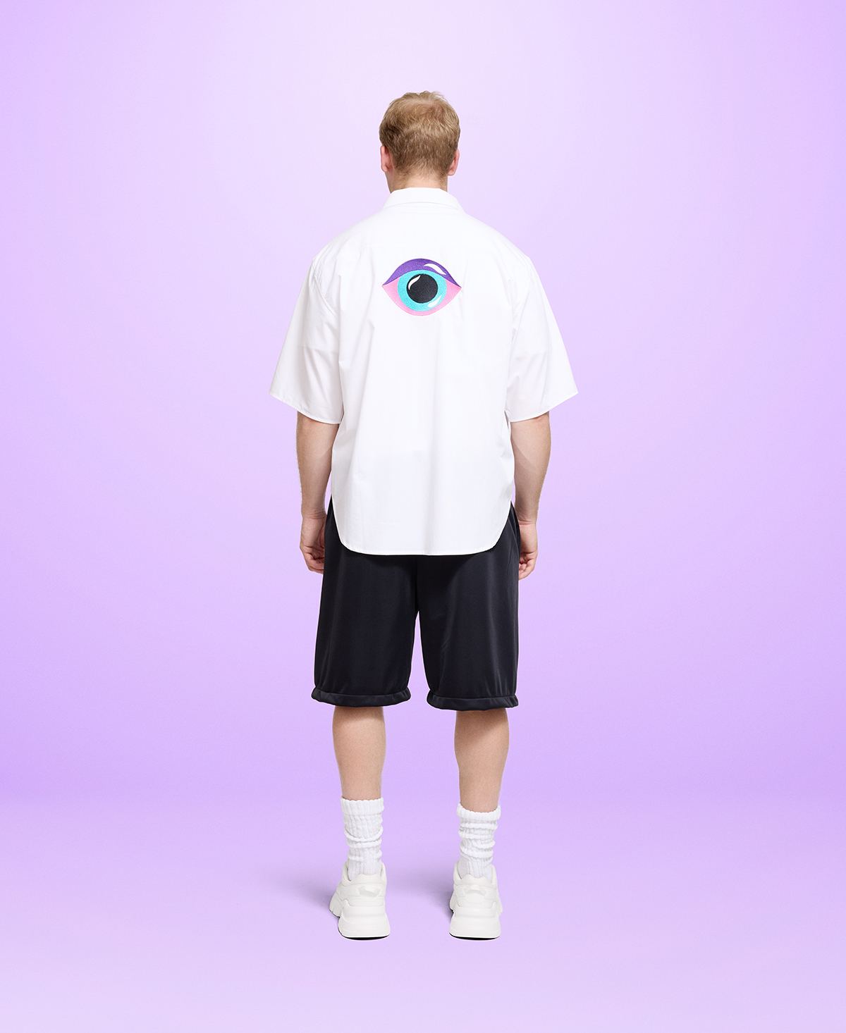 Short Sleeve White Shirt In Your Face Back