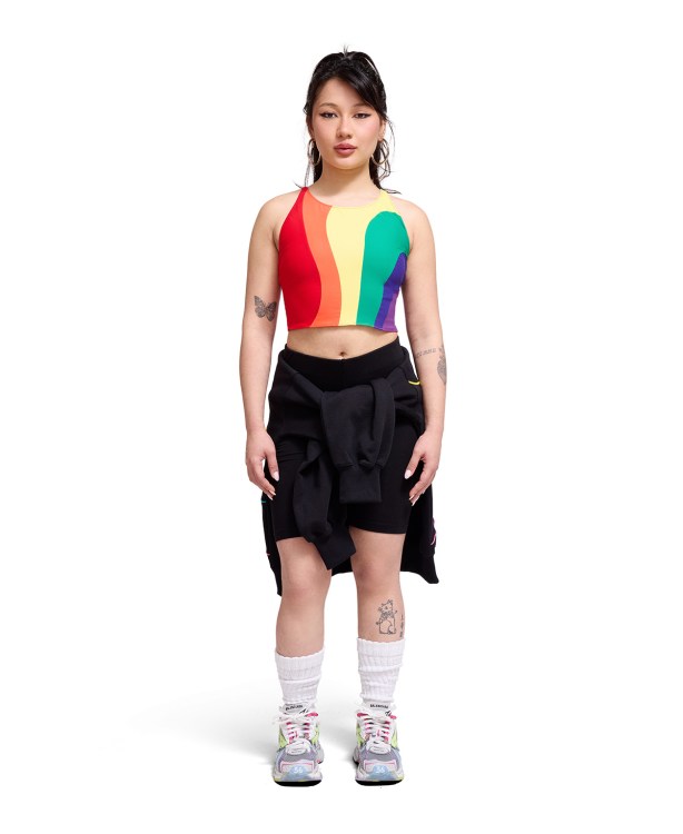 Upcycled Tank Top Pride Rainbow Patchwork Front