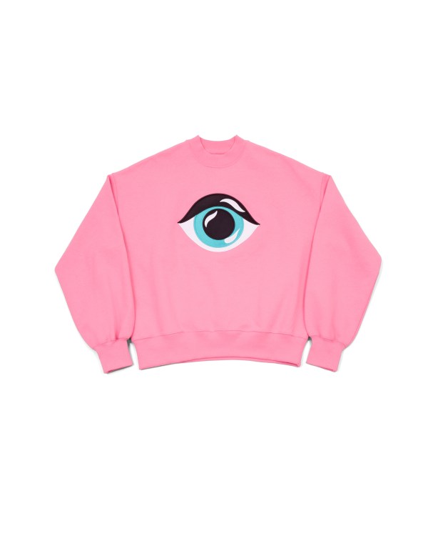 Unisex Pink Sweatshirt – Embroidered Eye Graphic