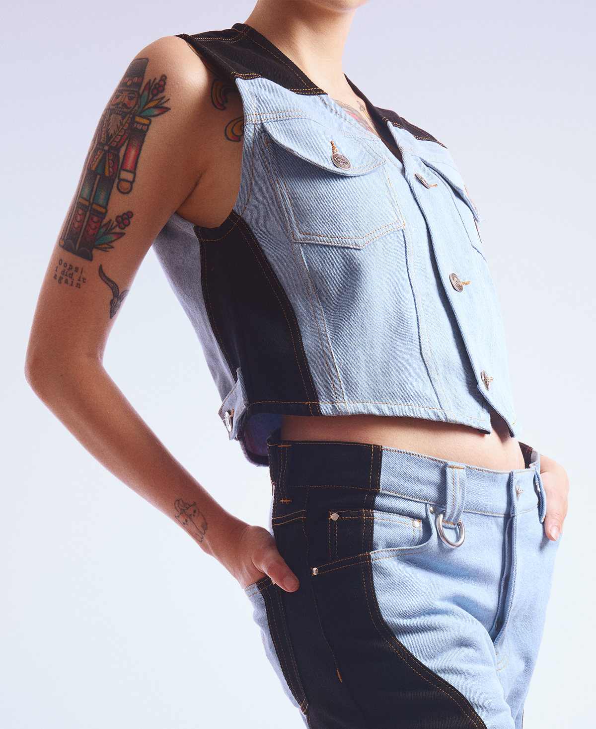 Denim Vest in Patchwork