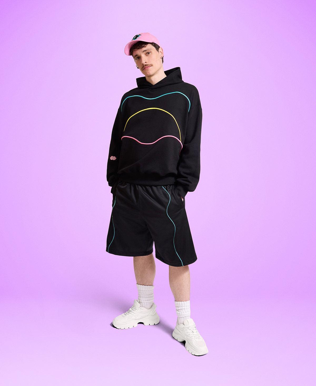 Unisex Black Hoodie – Embroidered Sunset