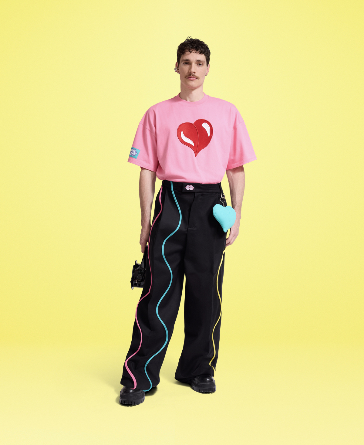 Pink T-Shirt with Embroidered Heart with Pants Pink T-Shirt with Embroidered Heart with Pants