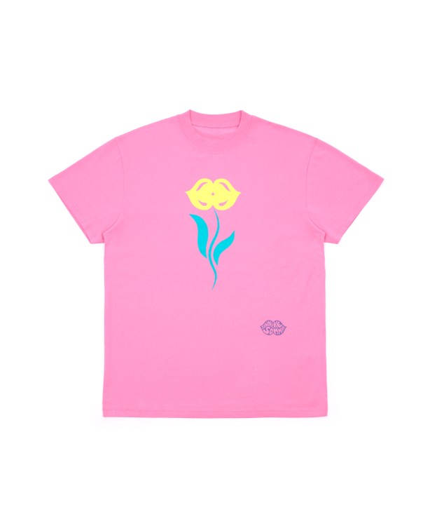 Pink T-Shirt with Printed Flower