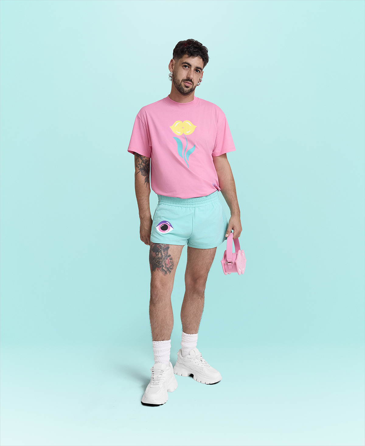 Pink T-Shirt with Printed Flower