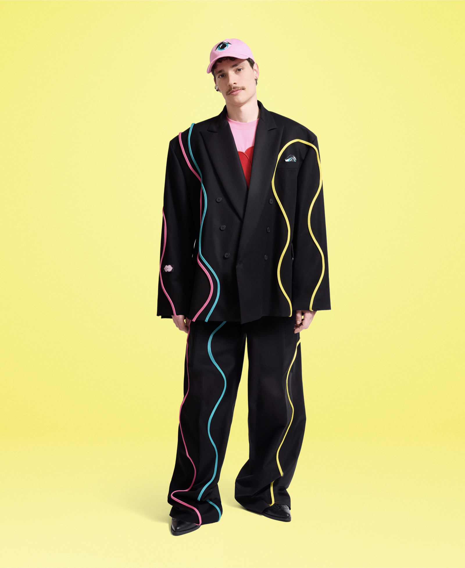 Black Suit With Pop Lines